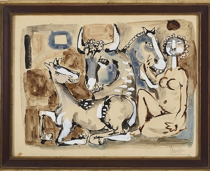 The Woman with Stallions and a Bull by Eduardo Úrculo