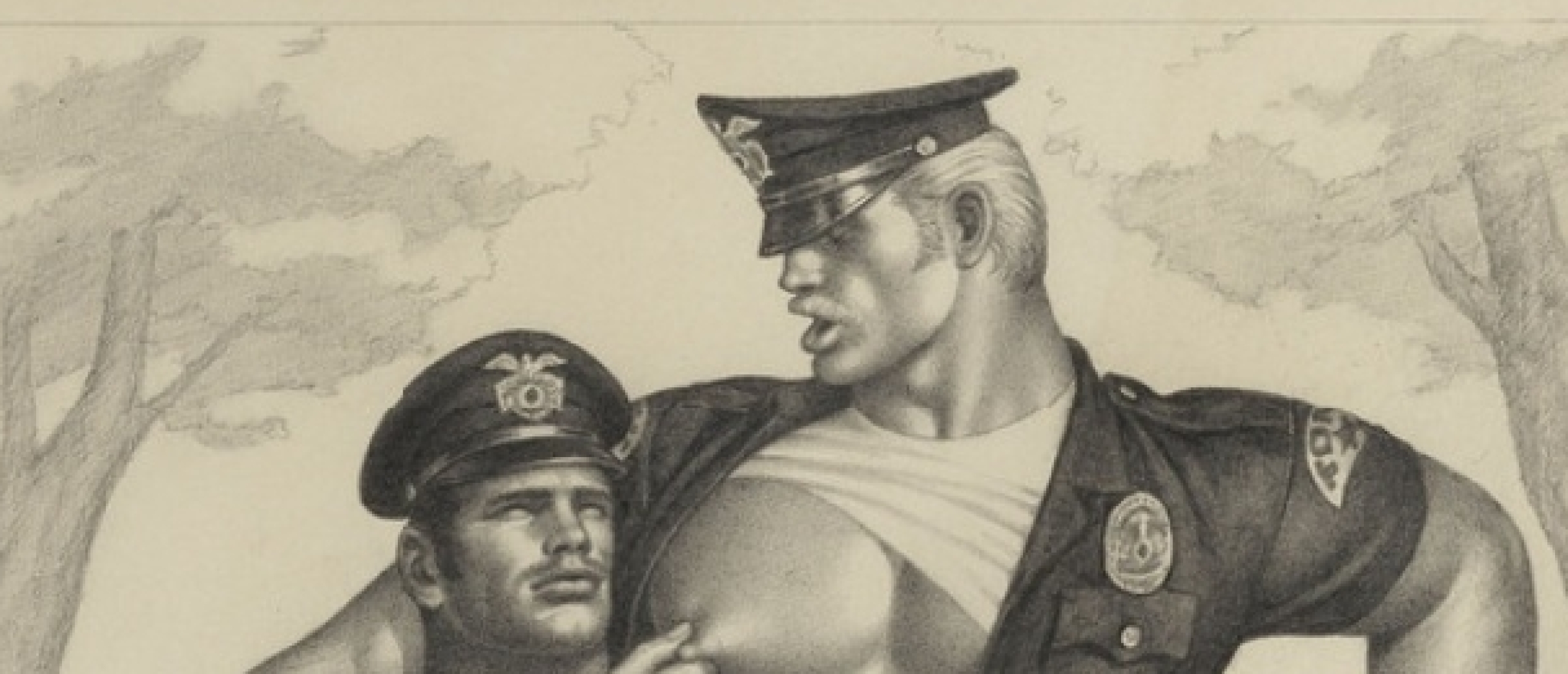 Tom of Finland leather men on park bench