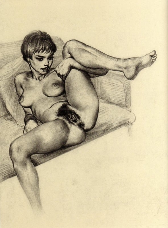 tom poulton seductive nude female in chair