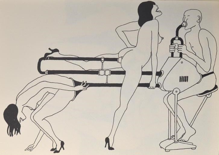 Tomi Ungerer sex machine with 3 humans