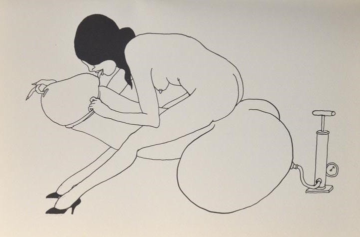 tomi ungerer female sitting on giant dildo