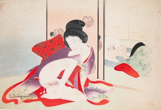 Tomioka Eisen, Masturbating Voyeur, c. 1899