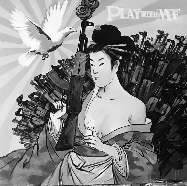 tran trung lnh “Play with me!”. Armed courtesan with a reference to Guns’n’Roses