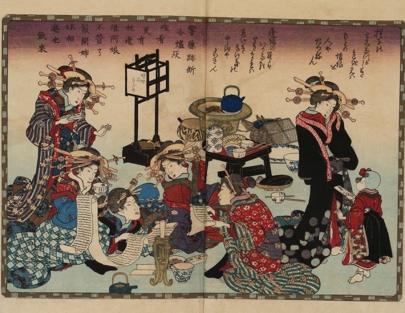 utagawa-kunisada Genji series gathering of courtesans
