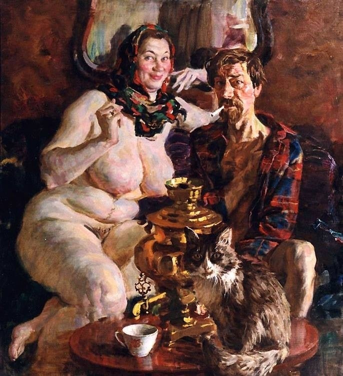 Viktor Lyapkalo Chubby Nude with partner and cat