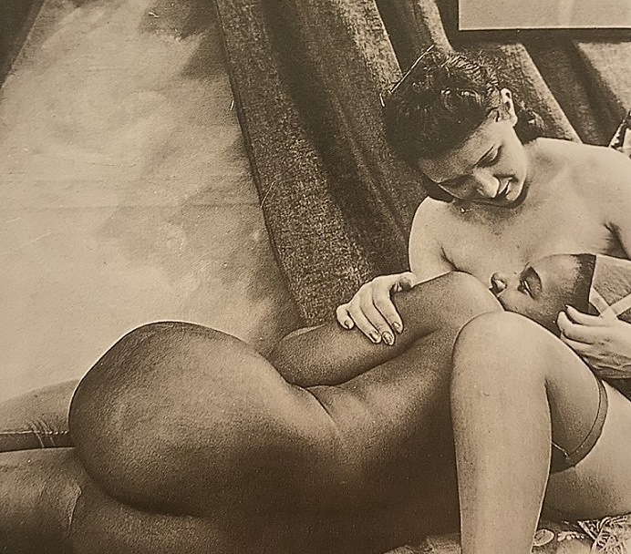 vintage photograph of interracial female nudes