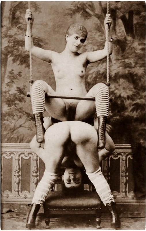 vintage photograph of nude female acrobats