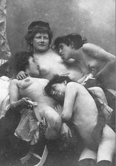 vintage photograph with lesbian foursome