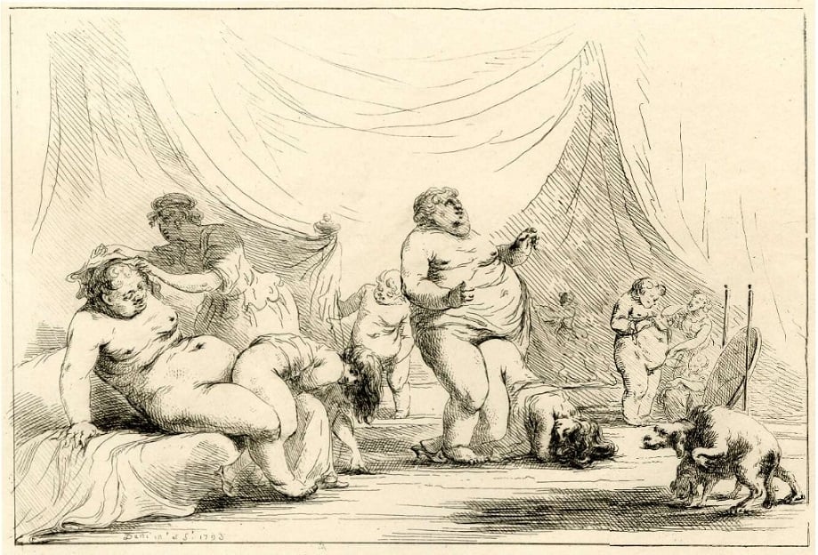 vivant denon Orgiastic scene with copulating dogs in the foreground