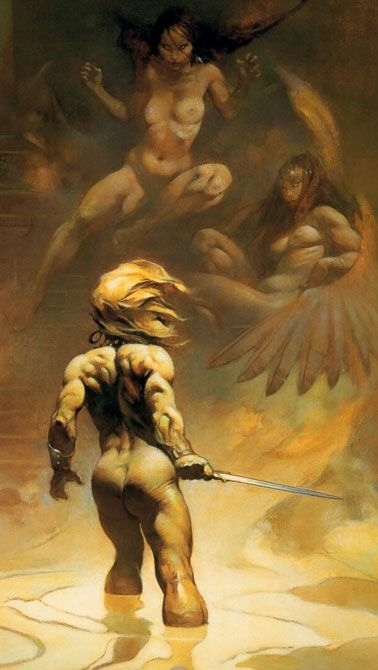 warrior and nude goddesses Frank Frazetta