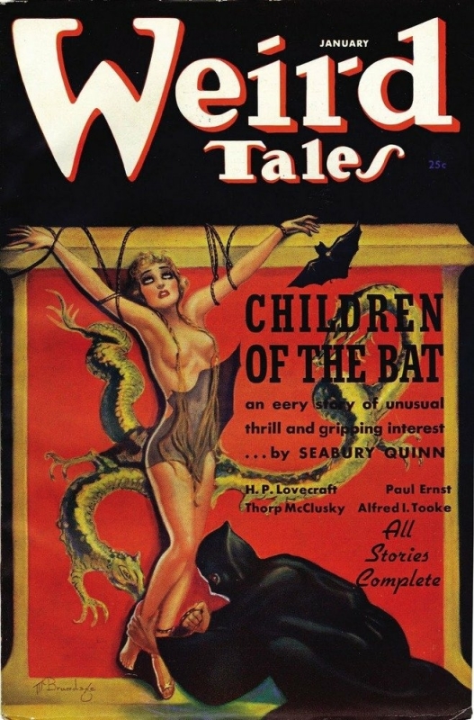 weird tales cover semi nude with snake