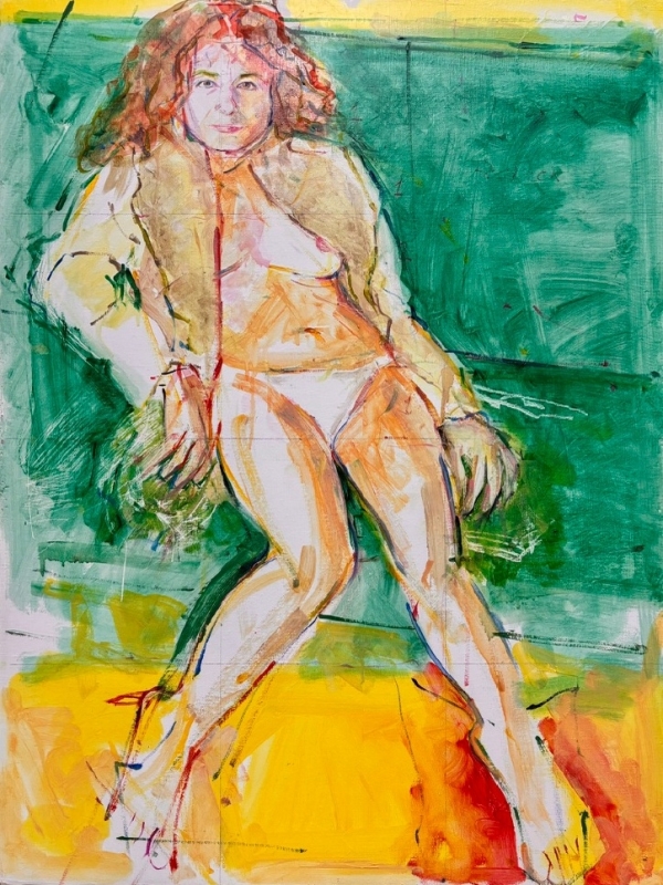 White slip and gown, 2025, oil on canvas, 80cm x 60cm White slip and gown, 2025, oil on canvas, 80cm x 60cm