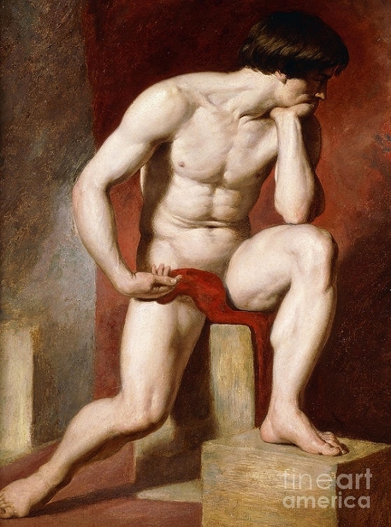 william etty Male nude seated