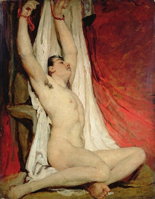 william etty Male nude with arms stretched