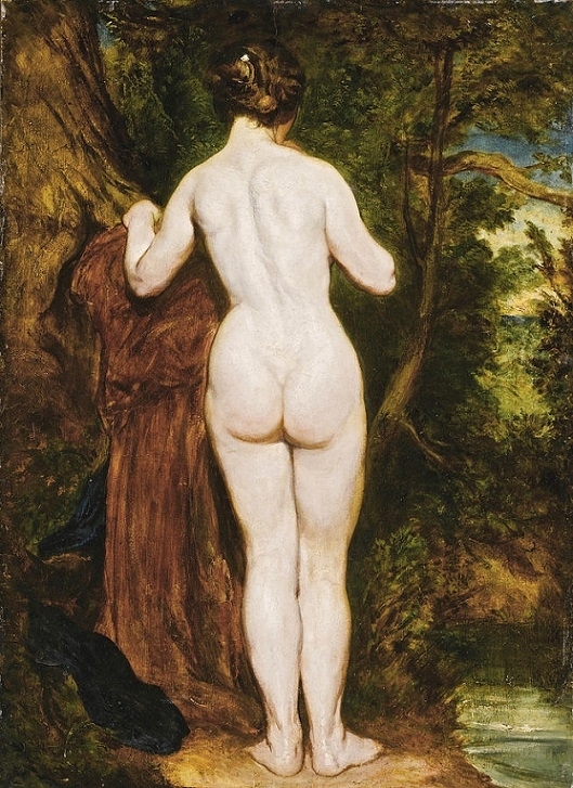 william etty Nude bather by a stream