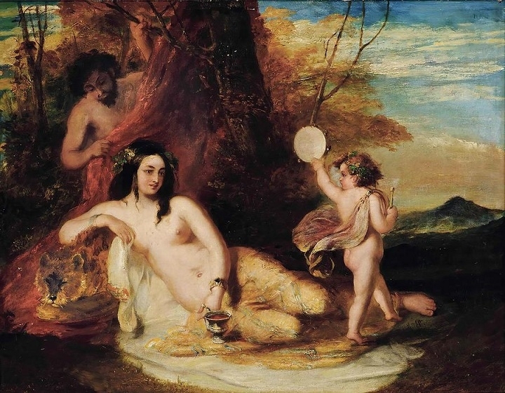 william etty Satyr Spying on a Reclining Nymph