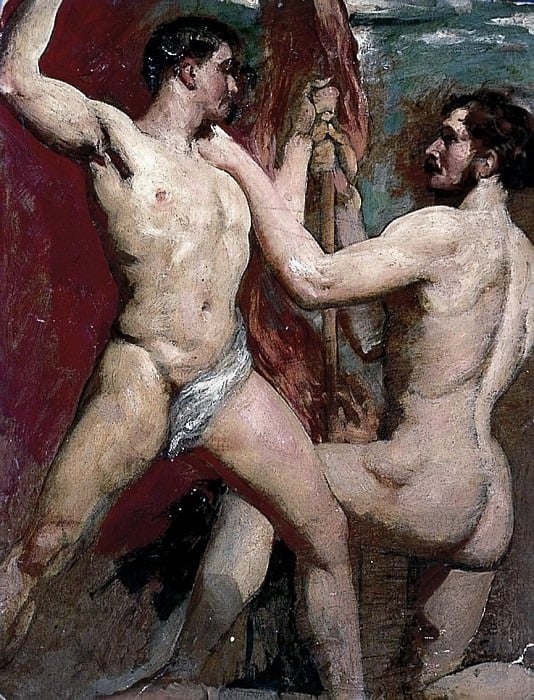 william etty Two males fighting