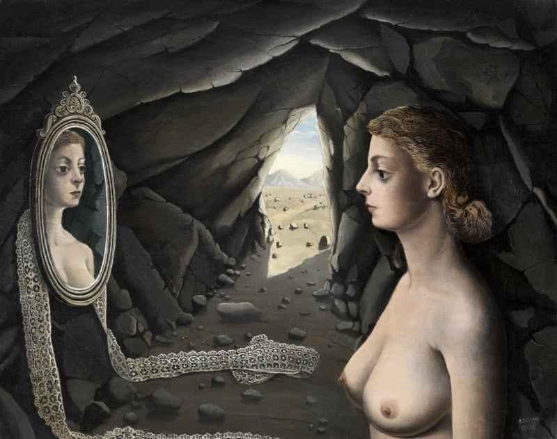 Woman in the Mirror by Paul Delvaux