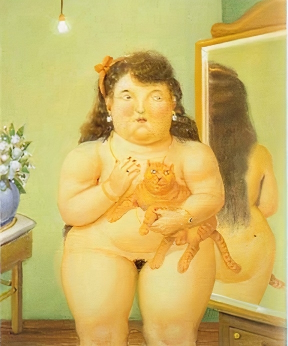 Woman with a Cat Fernando Botero