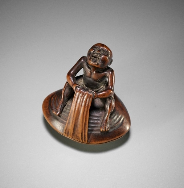 wooden shunga netsuke