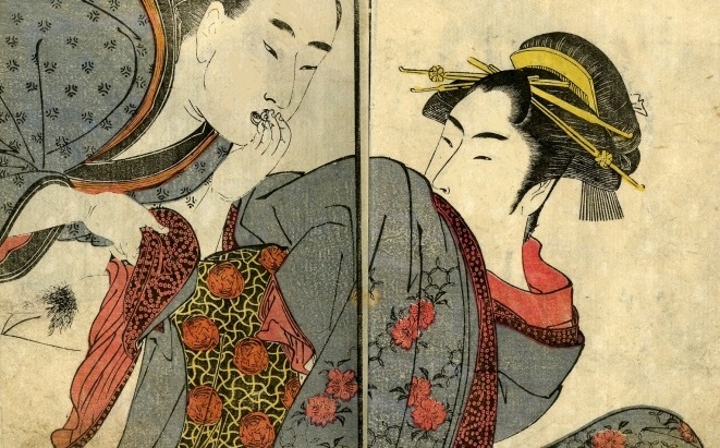 Kuniyoshi Makes A Low Bow to Utamaro