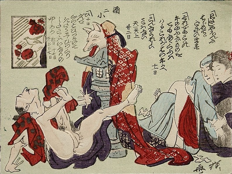 Inari Shrine From The Humorous Series Hana Goyomi by Kawanabe Kyosai