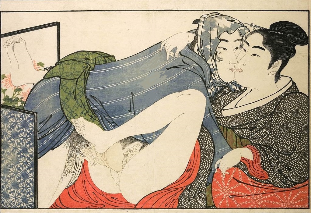 Superb Shunga of a Mistress and Her Secret Lover 喜多川 歌麿