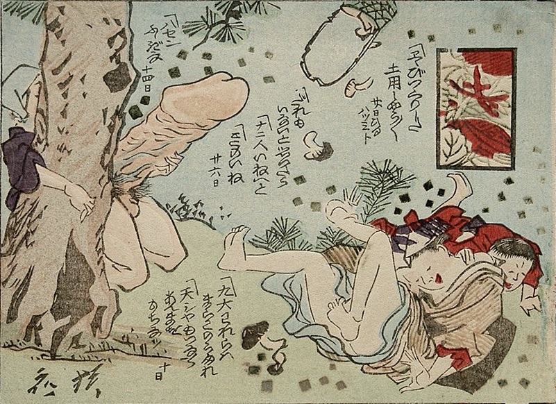 Giant Mushroom Of The Humorous Series Hana Goyomi by Kawanabe Kyosai