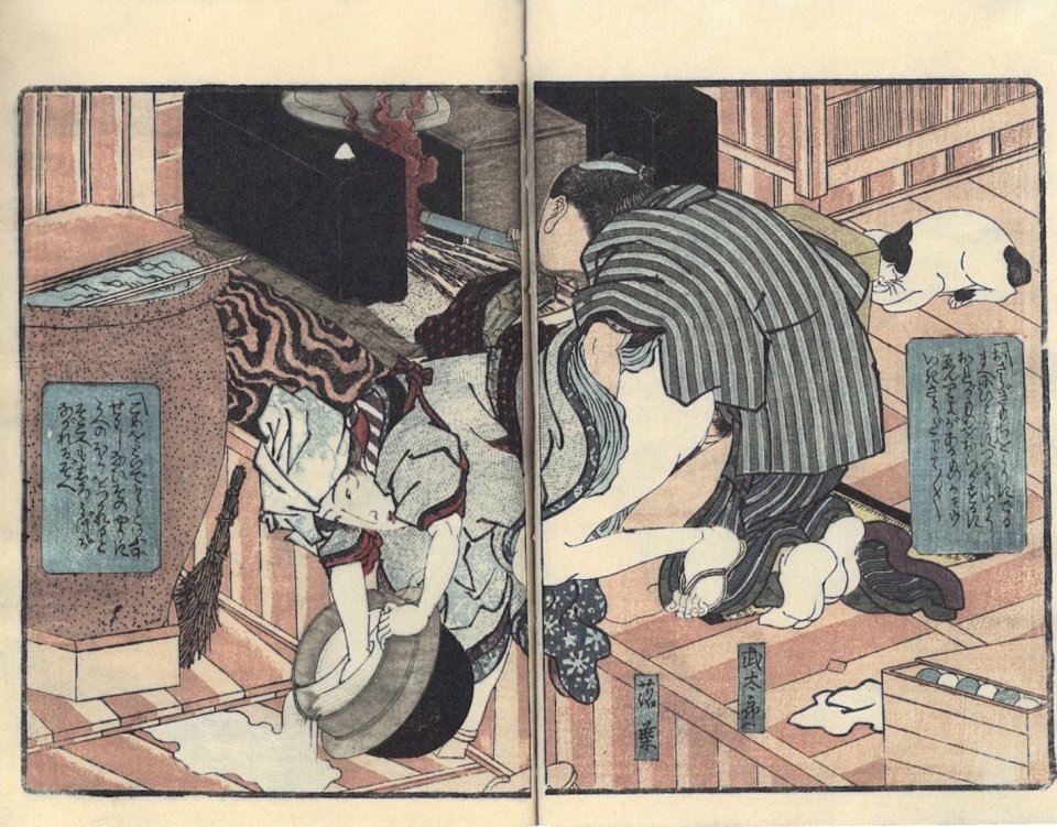 Sex During Housekeeping As Seen By the Cat Lover Kuniyoshi