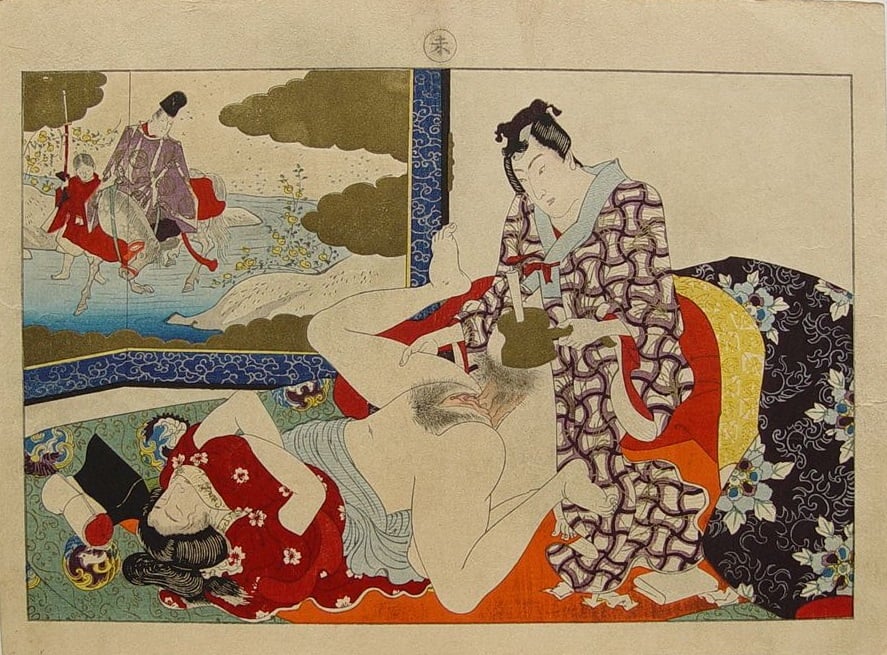 Migita Toshihide&#8217;s Copy of Kunisada&#8217;s Erotic Candlestick Design