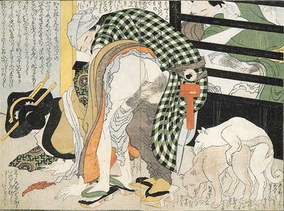 Hokusai Shunga Prints With Copulating Mice and Dogs (P2)