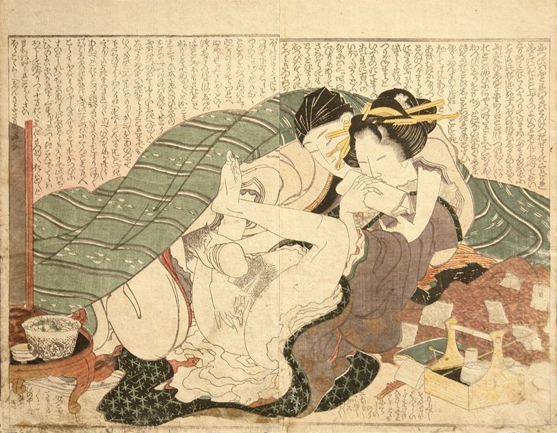 Hokusai Print of Otsubi&#8217;s Passionate Encounter with a Monk