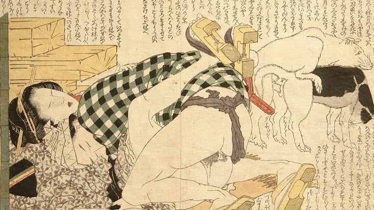 Hokusai Shunga Prints With Copulating Mice and Dogs (P1)