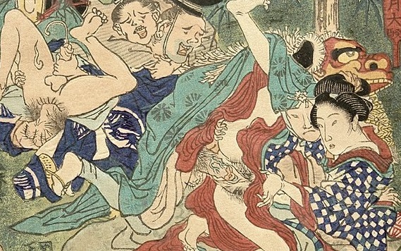 Burlesque Gay Scene With Two Stand-up Comedians By Kyosai