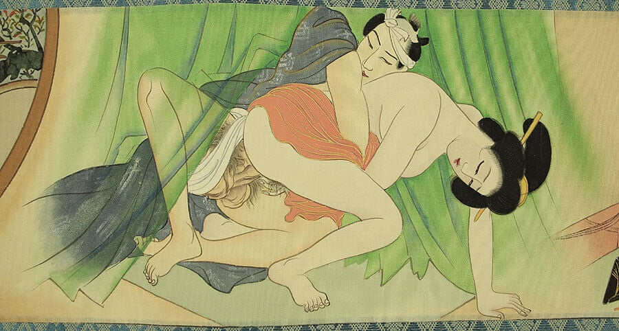 Japanese Erotic Scroll with 9 Delightful Showa Era Secrets