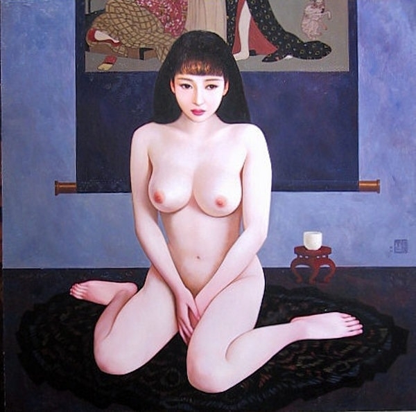 Xue Yanqun painting of a nude sitting girl