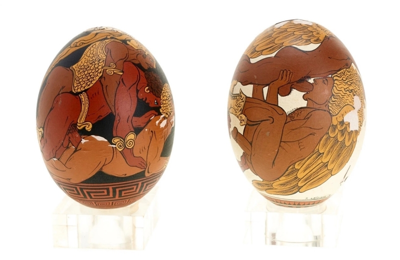 yiannis nomikos Two eggs, gesso and tempera on egg