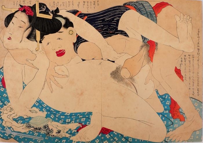 Hokusai prints: Fukujuso rape in bath