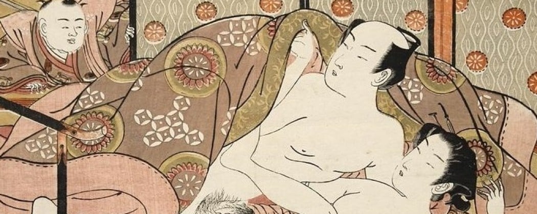 Isoda Koryusai&#8217;s &#8216;Peeking Infant Surprising His Copulating Sister&#8217; Design