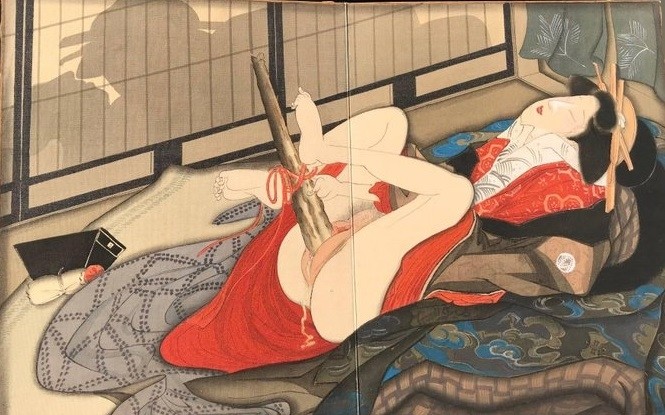 Chokyosai Eiri: Late 19th painting inspired by Eiri's print design