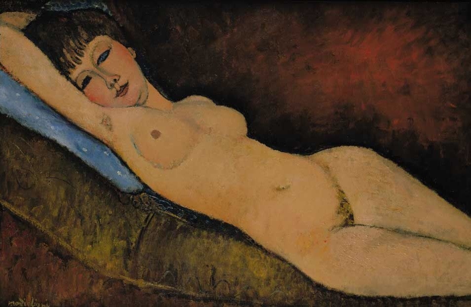 Nu Couché au coussin Bleu (1916) by Amedeo Modigliani,