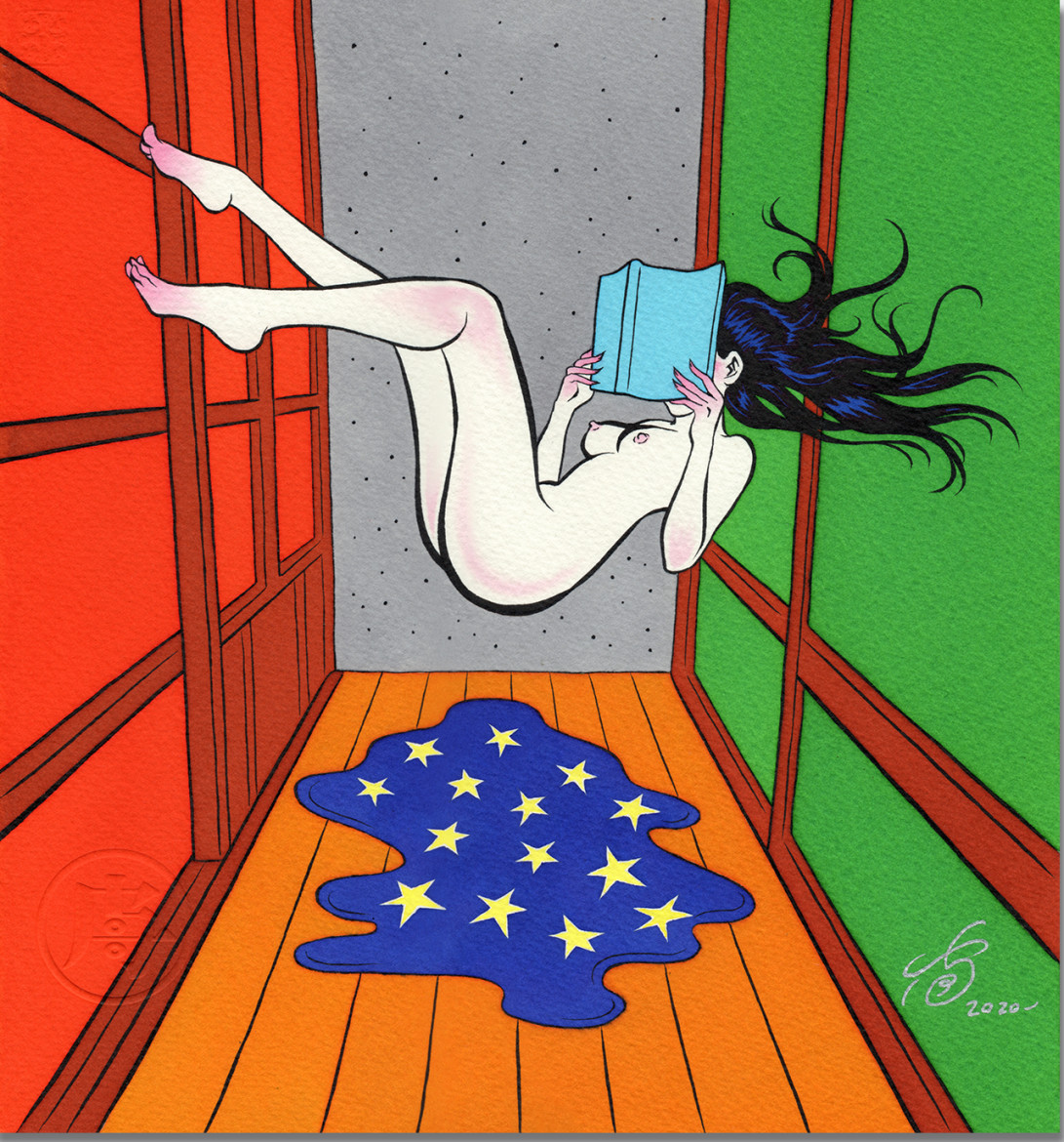 Pigo Lin painting Reading in space'