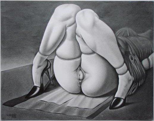 Yoshifumi Hayashi: reclining female displaying her vulva