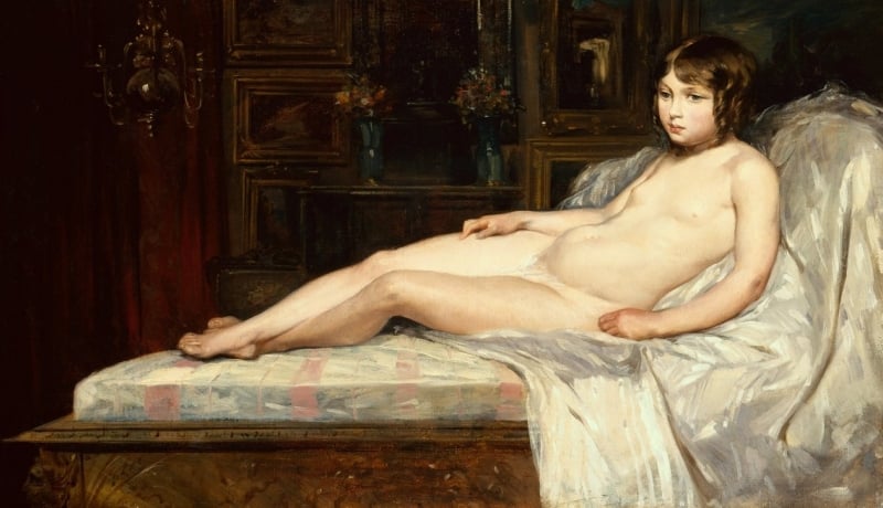 Young Nude Reclining by Jules Joseph Lefebvre. Late 19th century. Private Collection. Source Christie's