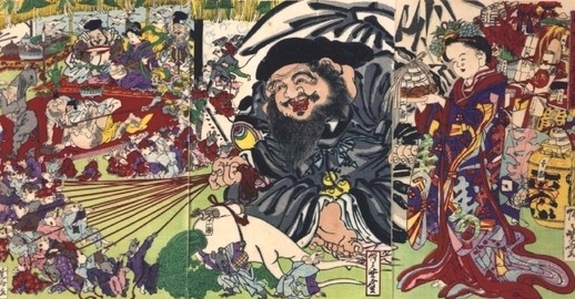 Daikokuten god of wealth by Kyosai