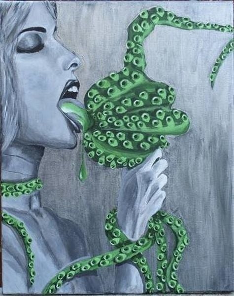 Girl licking a cone of tentacles