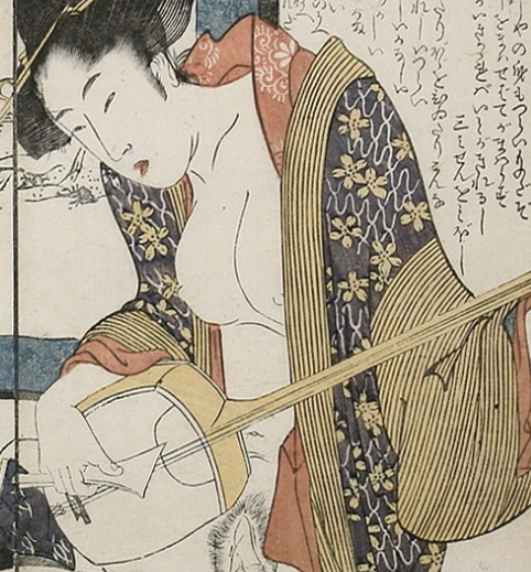 Geisha playing Shamisen by Utamaro