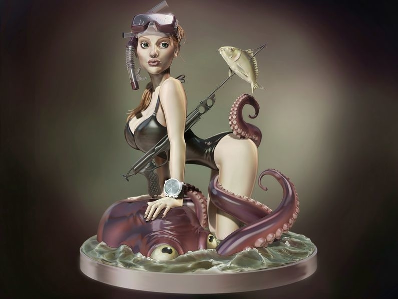 3D Version of 'Harpoon girl' by Serge Birault
