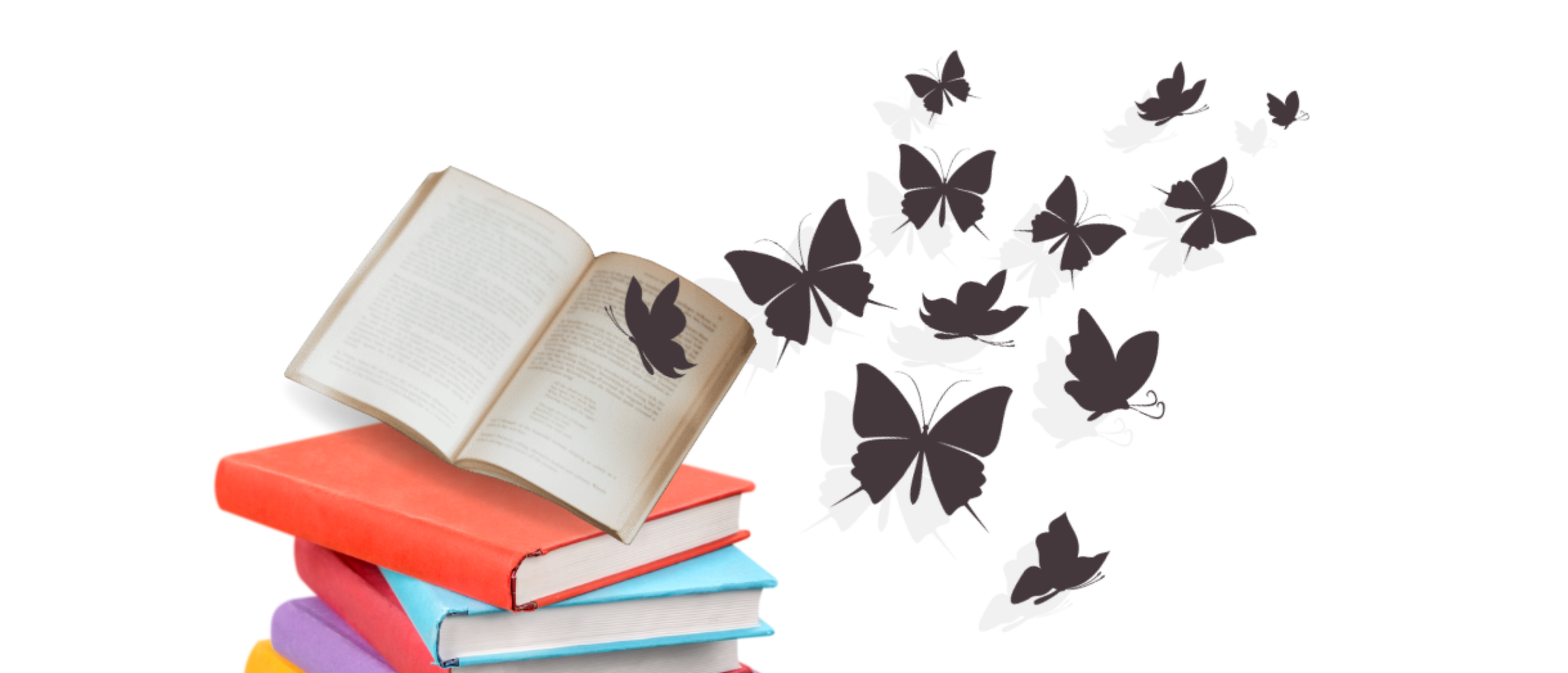Stapel boeken met vlinders
