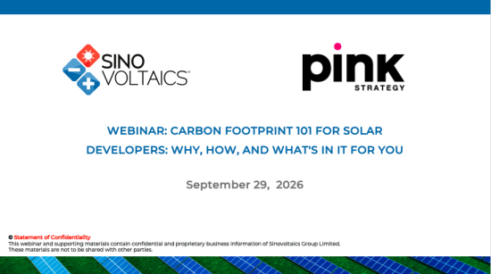 Webinar Carbon Footprint 101 for Solar Developers: Why, How, and What's In It For You